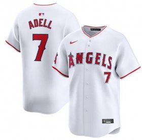 Cheap Men\'s Los Angeles Angels #7 Jo Adell White Home Limited Baseball Stitched Jersey