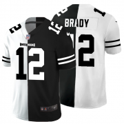 Cheap Tampa Bay Buccaneers #12 Tom Brady Men's Black V White Peace Split Nike Vapor Untouchable Limited NFL Jersey
