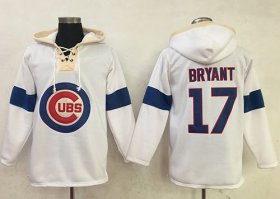 Wholesale Cheap Cubs #17 Kris Bryant White Pullover MLB Hoodie