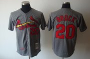 Wholesale Cheap Mitchell And Ness Cardinals #20 Lou Brock Grey Cool Base Stitched Throwback MLB Jersey