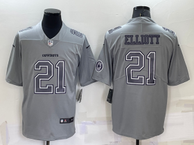 Wholesale Men\'s Dallas Cowboys #21 Ezekiel Elliott LOGO Grey Atmosphere Fashion 2022 Vapor Untouchable Stitched Nike Limited Jersey