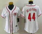 Wholesale Cheap Women's Cincinnati Reds #44 Elly De La Cruz White With Patch Cool Base Stitched Jersey