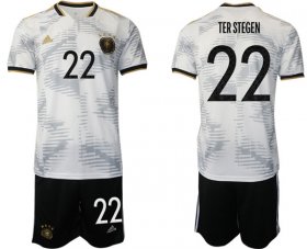Cheap Men\'s Germany #22 Ter Stegen White Home Soccer Jersey Suit