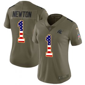 Wholesale Cheap Nike Panthers #1 Cam Newton Olive/USA Flag Women\'s Stitched NFL Limited 2017 Salute to Service Jersey