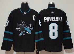 Wholesale Cheap Adidas Sharks #8 Joe Pavelski Black Alternate Authentic Stitched NHL Jersey