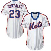 Wholesale Cheap Mets #23 Adrian Gonzalez White(Blue Strip) Alternate Women's Stitched MLB Jersey