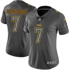 Wholesale Cheap Nike Steelers #7 Ben Roethlisberger Gray Static Women\'s Stitched NFL Vapor Untouchable Limited Jersey