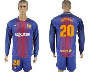 Wholesale Cheap Barcelona #20 S.Roberto Home Long Sleeves Soccer Club Jersey