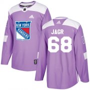 Wholesale Cheap Adidas Rangers #68 Jaromir Jagr Purple Authentic Fights Cancer Stitched NHL Jersey