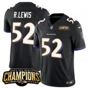 Cheap Men's Baltimore Ravens #52 Ray Lewis Black 2023 F.U.S.E. AFC North Champions Vapor Limited Football Stitched Jersey