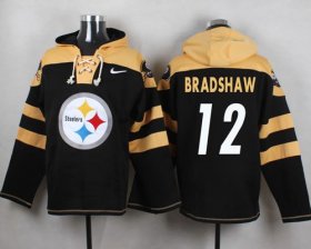 Wholesale Cheap Nike Steelers #12 Terry Bradshaw Black Player Pullover NFL Hoodie