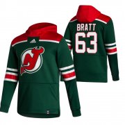 Wholesale Cheap New Jersey Devils #63 Jesper Bratt Adidas Reverse Retro Pullover Hoodie Green