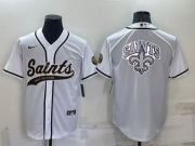 Wholesale Cheap Men's New Orleans Saints White Team Big Logo With Patch Cool Base Stitched Baseball Jersey