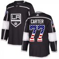 Wholesale Cheap Adidas Kings #77 Jeff Carter Black Home Authentic USA Flag Stitched Youth NHL Jersey