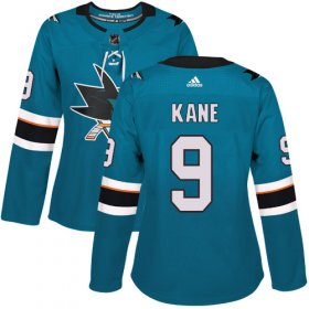 Wholesale Cheap Adidas Sharks #9 Evander Kane Teal Home Authentic Women\'s Stitched NHL Jersey