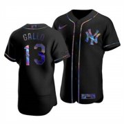 Wholesale Cheap New York Yankees #13 Joey Gallo Men's Nike Iridescent Holographic Collection MLB Jersey - Black