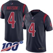Wholesale Cheap Nike Texans #4 Deshaun Watson Navy Blue Men's Stitched NFL Limited Rush 100th Season Jersey