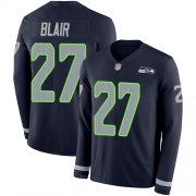 Wholesale Cheap Nike Seahawks #27 Marquise Blair Steel Blue Team Color Men's Stitched NFL Limited Therma Long Sleeve Jersey
