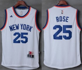 Wholesale Cheap Knicks #25 Derrick Rose New White Stitched NBA Jersey