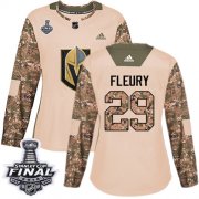 Wholesale Cheap Adidas Golden Knights #29 Marc-Andre Fleury Camo Authentic 2017 Veterans Day 2018 Stanley Cup Final Women's Stitched NHL Jersey
