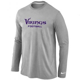 Wholesale Cheap Nike Minnesota Vikings Authentic Font Long Sleeve T-Shirt Grey