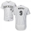Wholesale Cheap Rockies #9 Daniel Murphy White Strip Flexbase Authentic Collection Stitched MLB Jersey