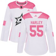 Cheap Adidas Stars #55 Thomas Harley White/Pink Authentic Fashion Women's Stitched NHL Jersey