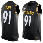 Wholesale Cheap Nike Steelers #91 Stephon Tuitt Black Team Color Men's Stitched NFL Limited Tank Top Jersey