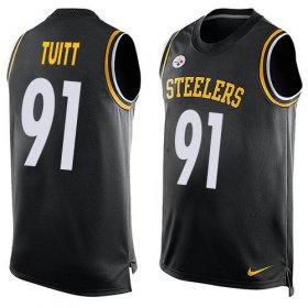 Wholesale Cheap Nike Steelers #91 Stephon Tuitt Black Team Color Men\'s Stitched NFL Limited Tank Top Jersey
