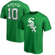 Wholesale Cheap Chicago White Sox #10 Yoan Moncada Majestic St. Patrick's Day Stack Player Name & Number T-Shirt Kelly Green
