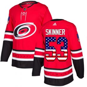 Wholesale Cheap Adidas Hurricanes #53 Jeff Skinner Red Home Authentic USA Flag Stitched Youth NHL Jersey