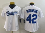 Wholesale Cheap Women's Los Angeles Dodgers #42 Jackie Robinson White Stitched MLB Cool Base Nike Jersey