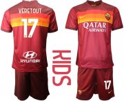 Wholesale Cheap Youth 2020-2021 club Roma home 17 red Soccer Jerseys