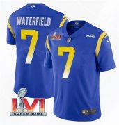 Wholesale Cheap Men's Los Angeles Rams #7 Bob Waterfield 2022 Royal Super Bowl LVI Vapor Limited Stitched Jersey