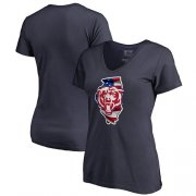 Wholesale Cheap Women's Chicago Bears NFL Pro Line by Fanatics Branded Navy Banner State V-Neck T-Shirt