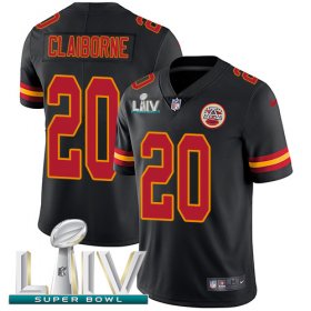 Wholesale Cheap Nike Chiefs #20 Morris Claiborne Black Super Bowl LIV 2020 Youth Stitched NFL Limited Rush Jersey