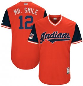 Wholesale Cheap Indians #12 Francisco Lindor Red \"Mr. Smile\" Players Weekend Authentic Stitched MLB Jersey