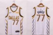 Wholesale Cheap Men's Dallas Mavericks #77 Luka Doncic White 2021 Nike City Edition Swingman Jersey With NEW Sponsor Logo
