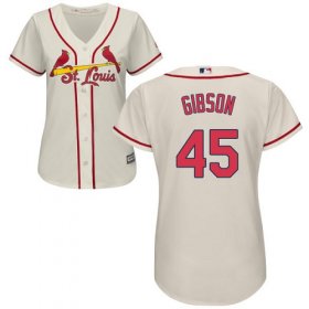 Wholesale Cheap Cardinals #45 Bob Gibson Cream Alternate Women\'s Stitched MLB Jersey