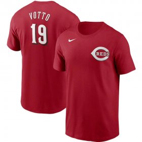 Wholesale Cheap Cincinnati Reds #19 Joey Votto Nike Name & Number T-Shirt Red