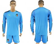 Wholesale Cheap Italy Blank Blue Long Sleeves Goalkeeper Soccer Country Jersey