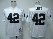Wholesale Cheap Mitchell & Ness Raiders #42 Ronnie Lott White Stitched Throwback NFL Jersey