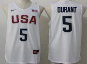 Wholesale Cheap 2016 Olympics Team USA Men's #5 Kevin Durant Revolution 30 Swingman White Jersey