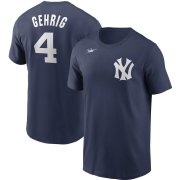 Wholesale Cheap New York Yankees #4 Lou Gehrig Nike Cooperstown Collection Name & Number T-Shirt Navy