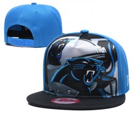Wholesale Cheap Panthers Team Logo Blue Black Adjustable Leather Hat TX