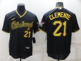 Wholesale Cheap Men's Pittsburgh Pirates #21 Roberto Clemente Black Cool Base Stitched Jersey