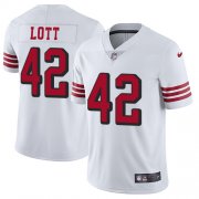 Wholesale Cheap Nike 49ers #42 Ronnie Lott White Rush Men's Stitched NFL Vapor Untouchable Limited Jersey