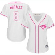 Wholesale Cheap Blue Jays #8 Kendrys Morales White/Pink Fashion Women's Stitched MLB Jersey