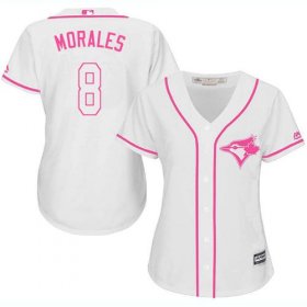 Wholesale Cheap Blue Jays #8 Kendrys Morales White/Pink Fashion Women\'s Stitched MLB Jersey