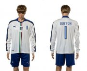 Wholesale Cheap Italy #1 Buffon White Away Long Sleeves Soccer Country Jersey